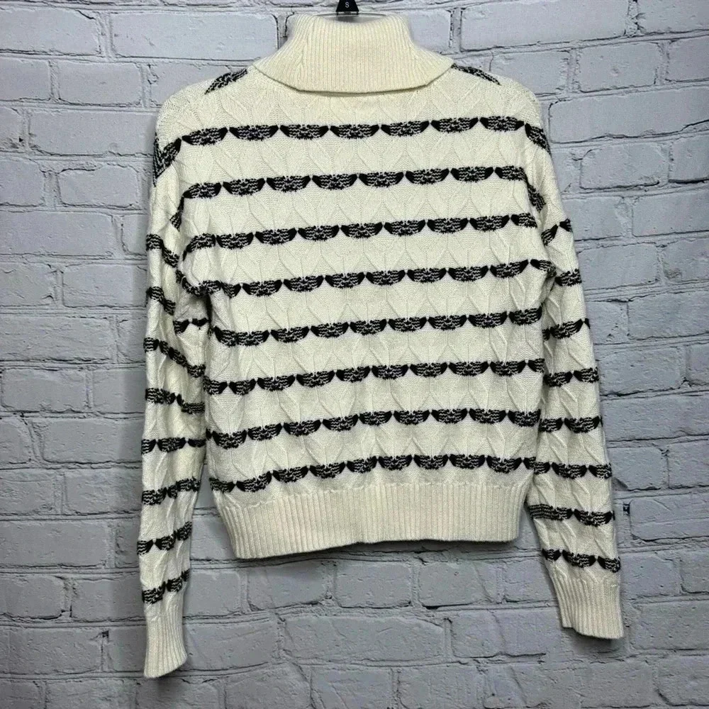 Joie Women’s Cream/Black Striped Turtleneck Sweater Women’s size XS